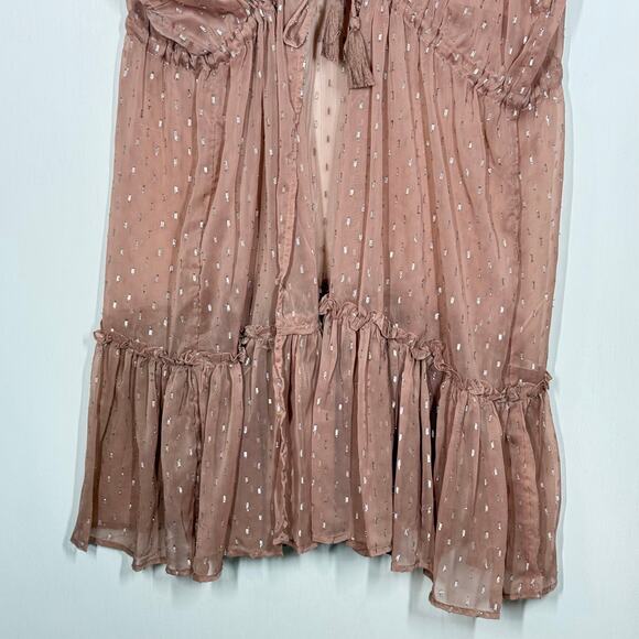 NEW LC Lauren Conrad Swiss Dot Kimono Womens One Size Mauve Pink Sheer Cinched - Picture 7 of 13